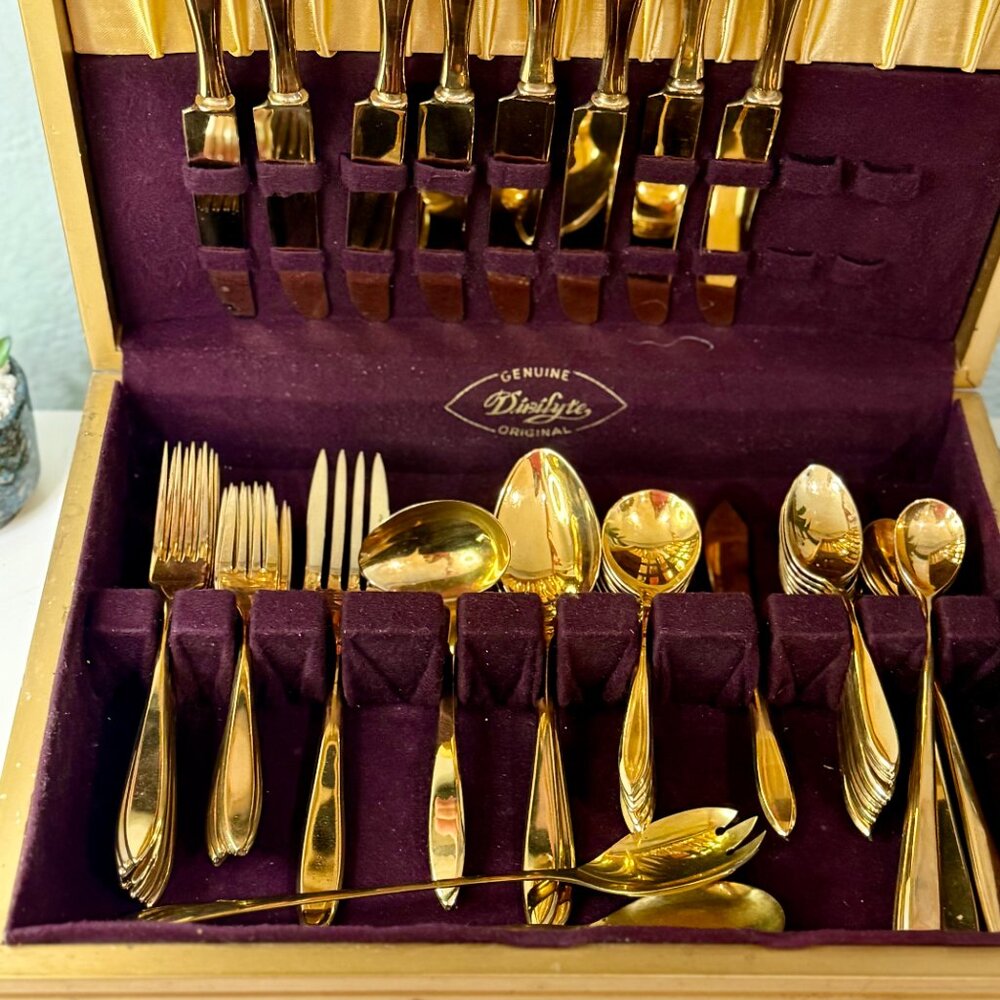 1920s Regal 54-pc set Gold by Dirilyte-Dirigold  w/ Box ~ ANTIQUE - Picture 12 of 17